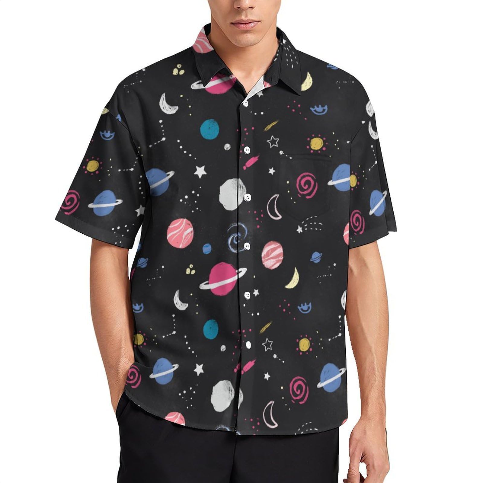 Amazon.co.jp: シャツ 半袖 宇宙 宇宙柄 アロハシャツ メンズ